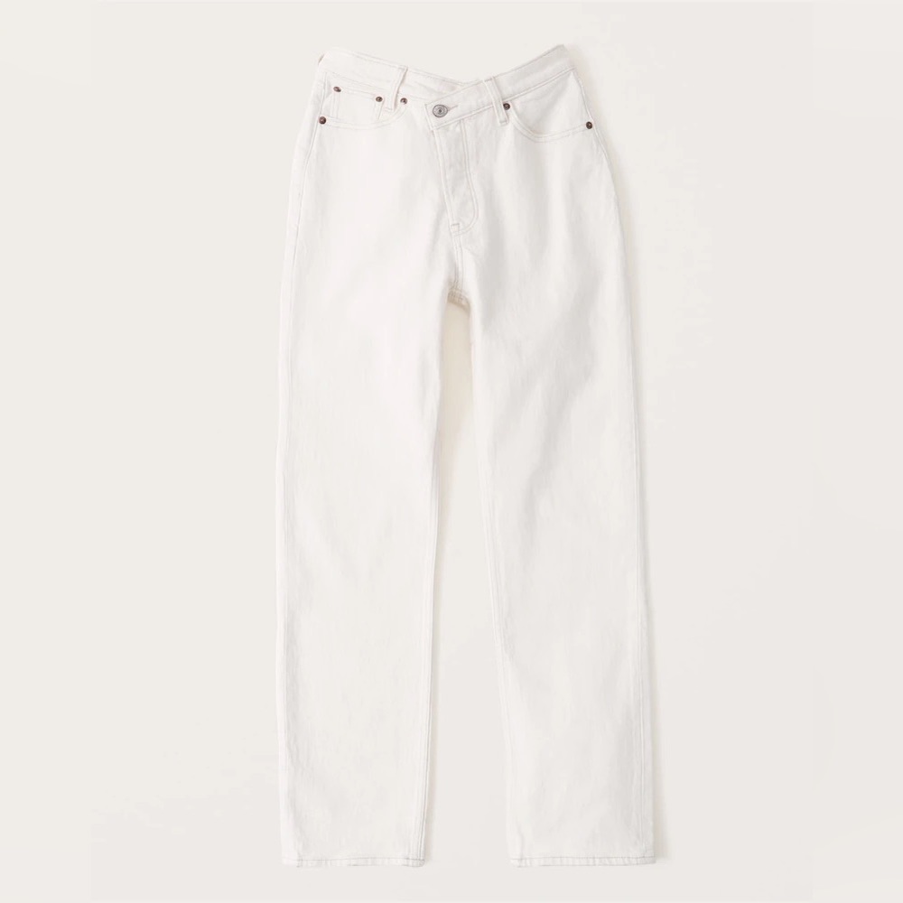 Abercrombie “The Dad” High Rise jean in Bone white
